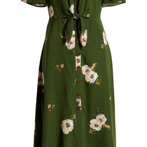 ROW A Off The Shoulder Midi Dress Size L Olive Green